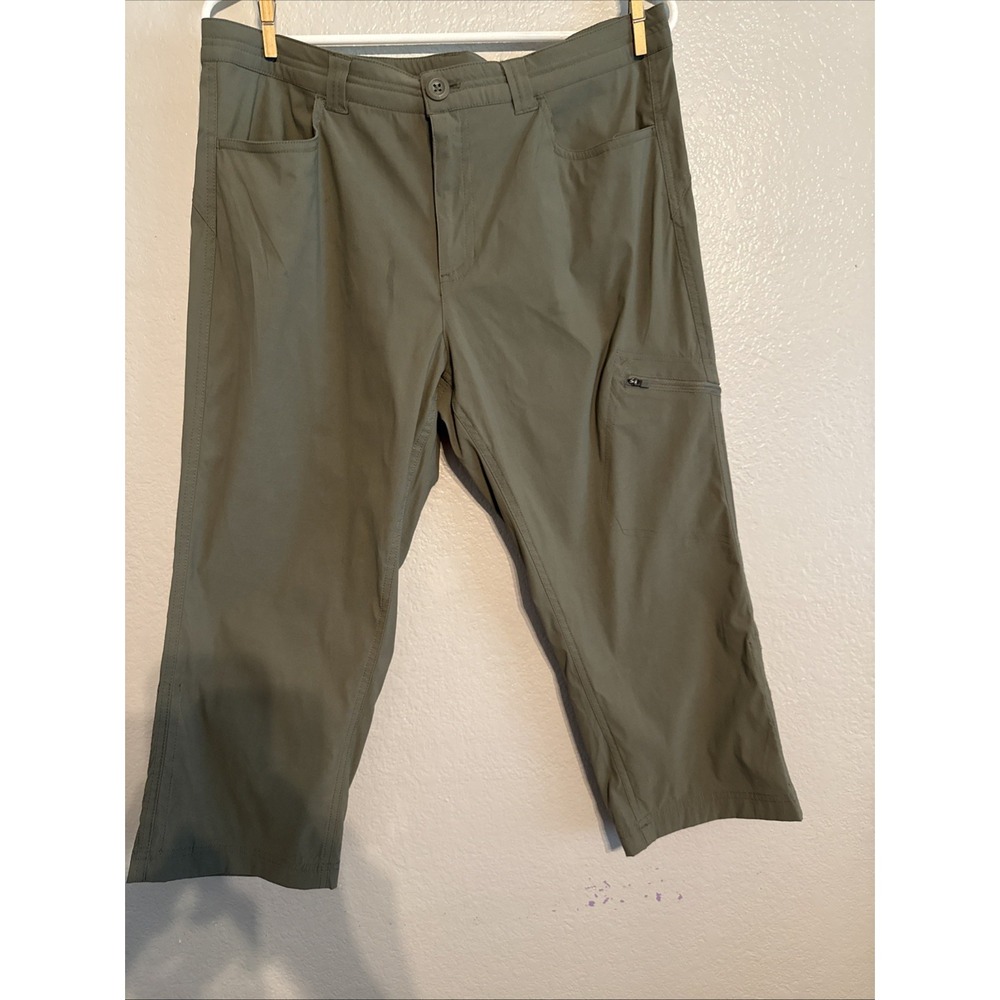 Eddie Bauer Womens 12 Stretch Capri Crop Pant Green Travel Hiking Casual